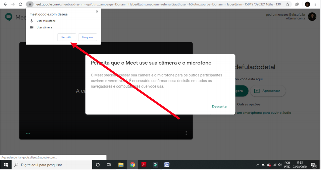 Habilitando o uso da câmera e microfone